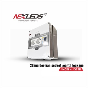 2Gang German socket+earth leakage