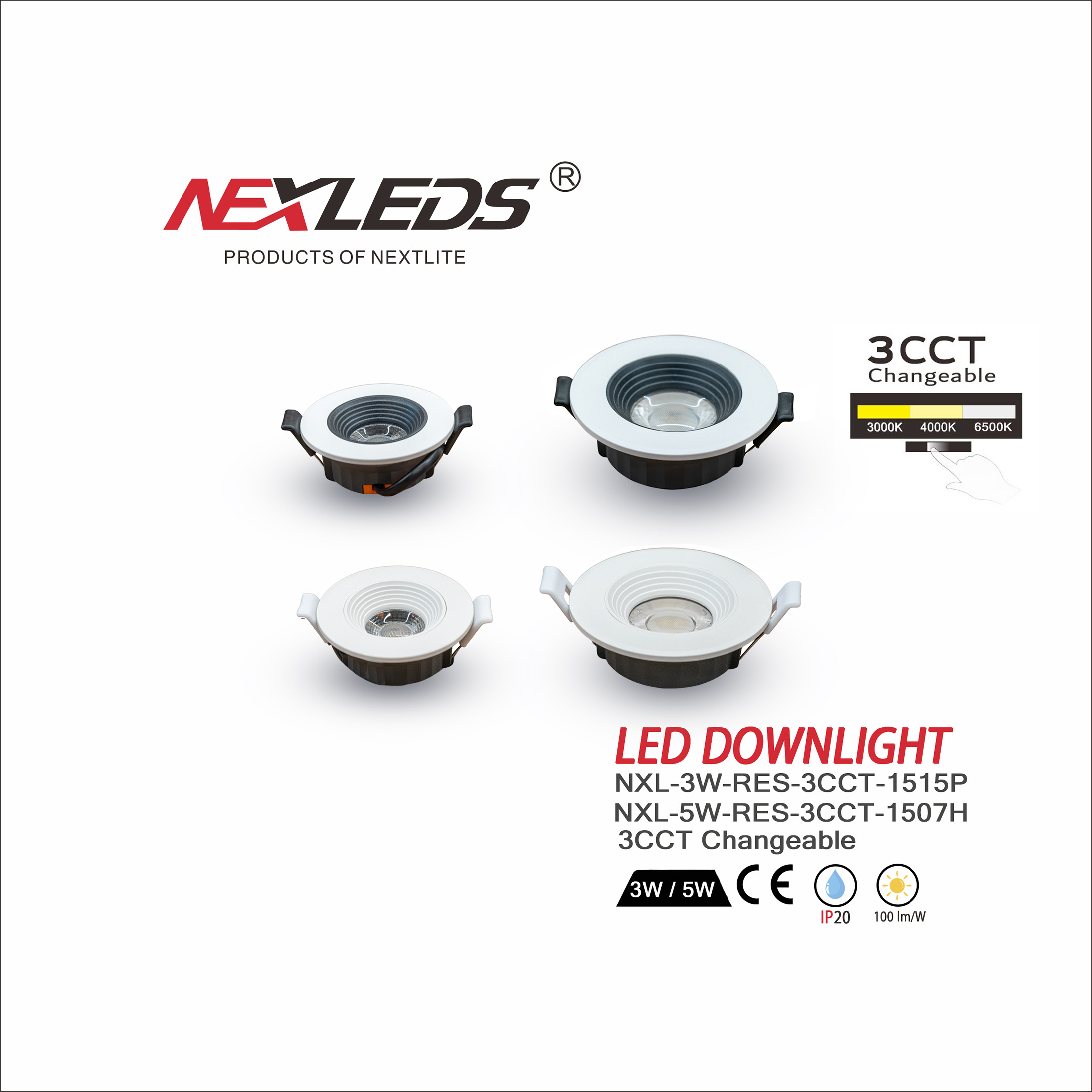 NXL 5W 1507H 3CCT RES / NXL 3W 1515P 3CCT RES LED DOWNLIGHT