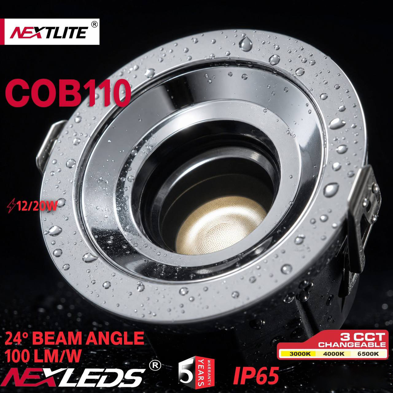 COB110 6W / 12W / 20W LED DOWNLIGHT IP65 3CCT