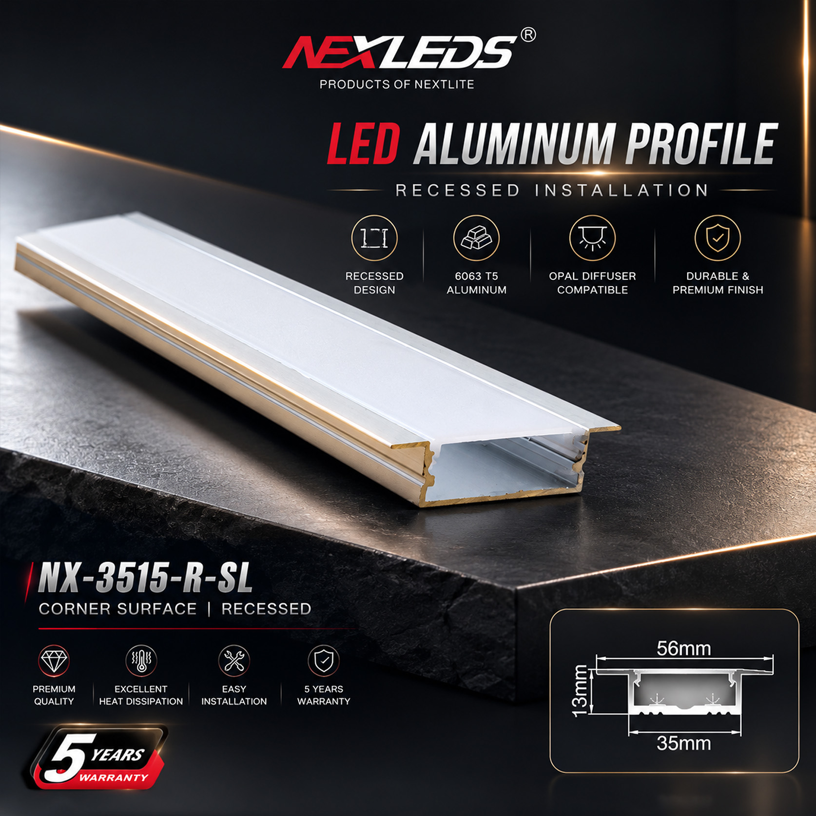 NX3515 SL ALUMINUM PROFILE RECESSED