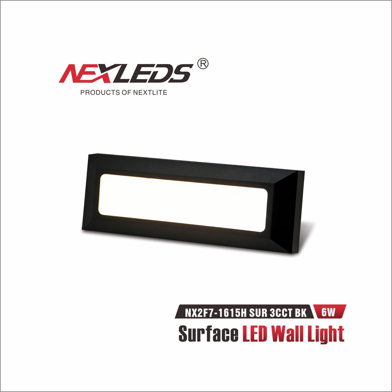 Surface LED Wall Light NX2F7 1615H SUR 3CCT BK